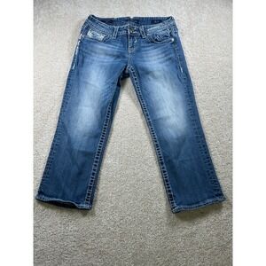 Vigoss Womens 5/6 Lenghth 21 The Chelesea‎ Capri Denim Blue Thick Stitch